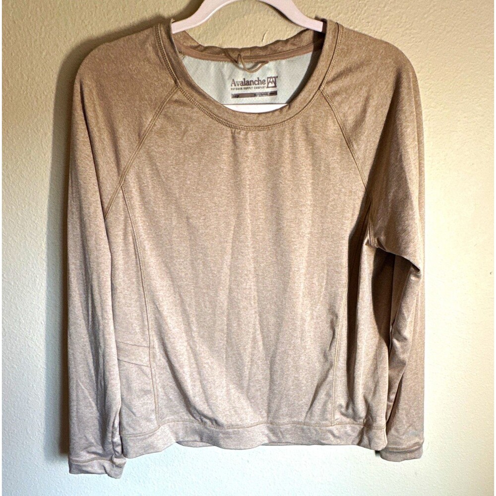 Avalanche Women’s Long Sleeve Crew Neck Raglan Stretch T-Shirt Beige Size L